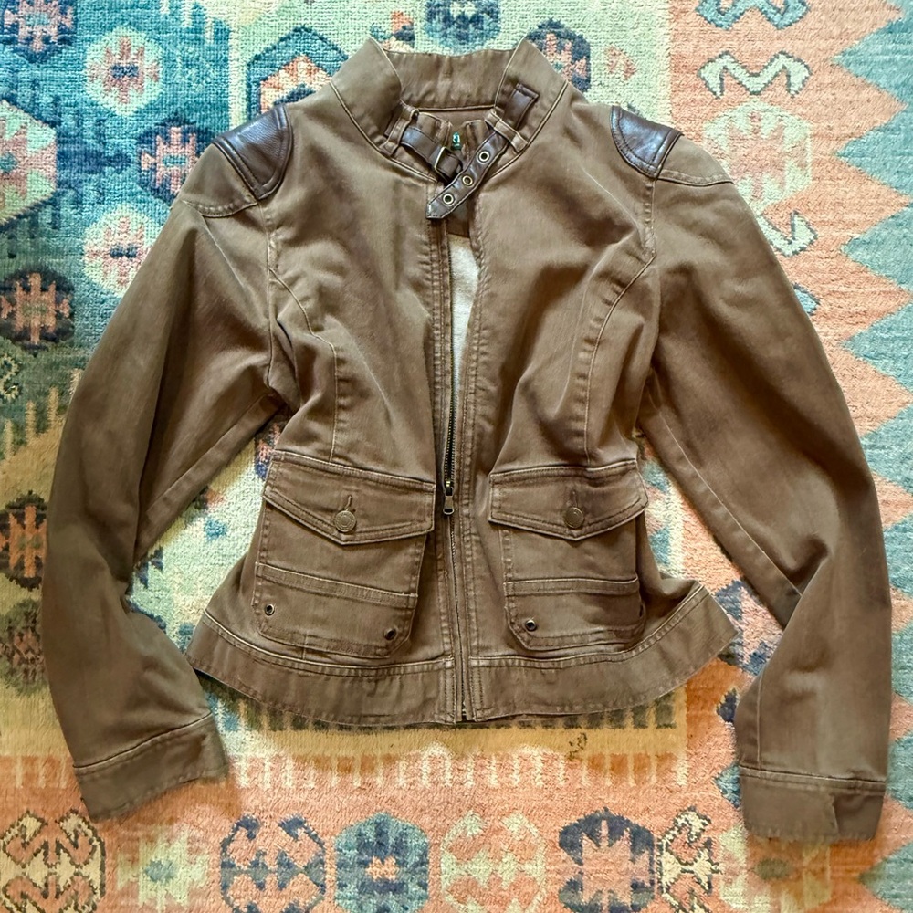Ralph Lauren Brown Jean Jacket with Leather accents